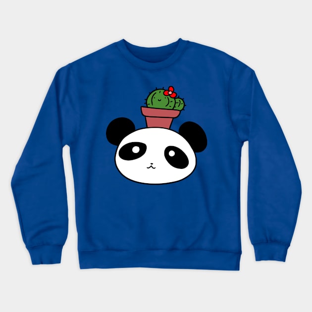 Cactus and Panda Face Crewneck Sweatshirt by saradaboru